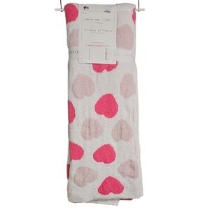 Heart Throw Blanket Cupcakes & Cashmere Pink and White Heart Valentine 50x70 NWT